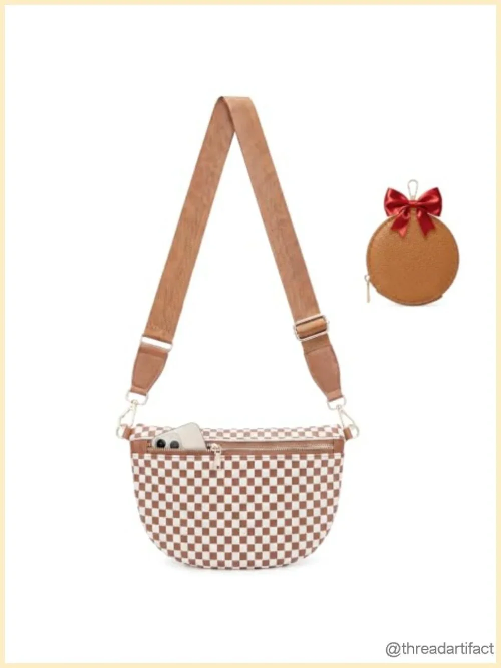 Woven Vegan Leather Crossbody Bag with Adjustable Strap and Coin Pouch